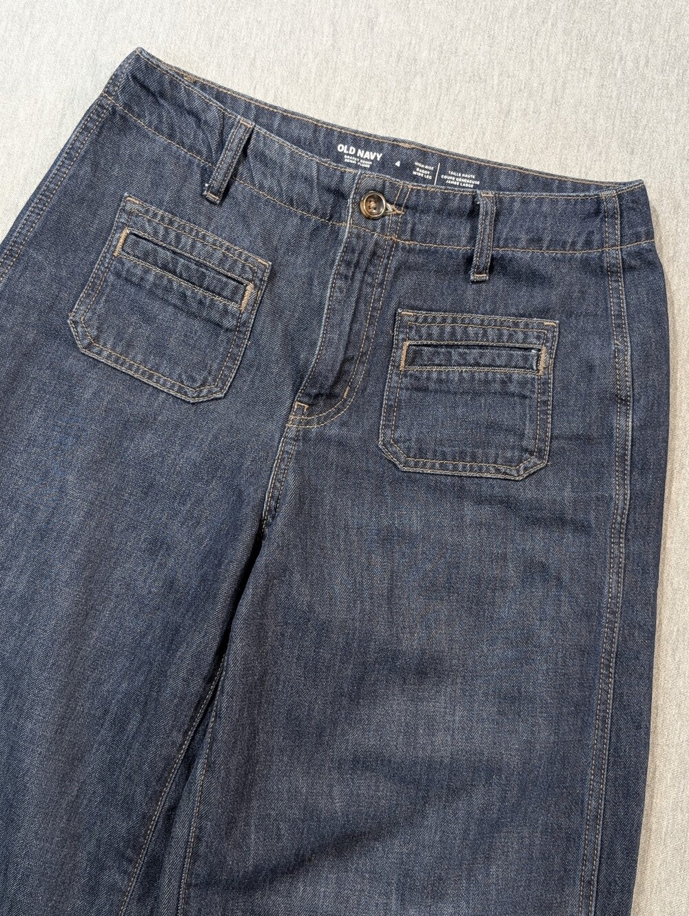 Old Navy High-Rise Baggy Wide Leg Jeans Women's 4 Dark Blue